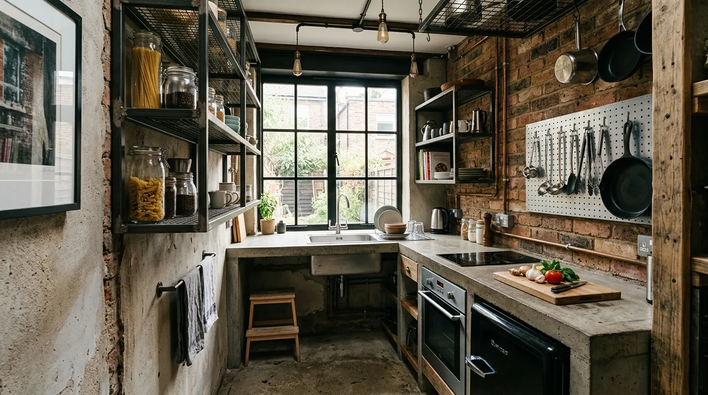 Small kitchen with dark lower cabinets and white uppers