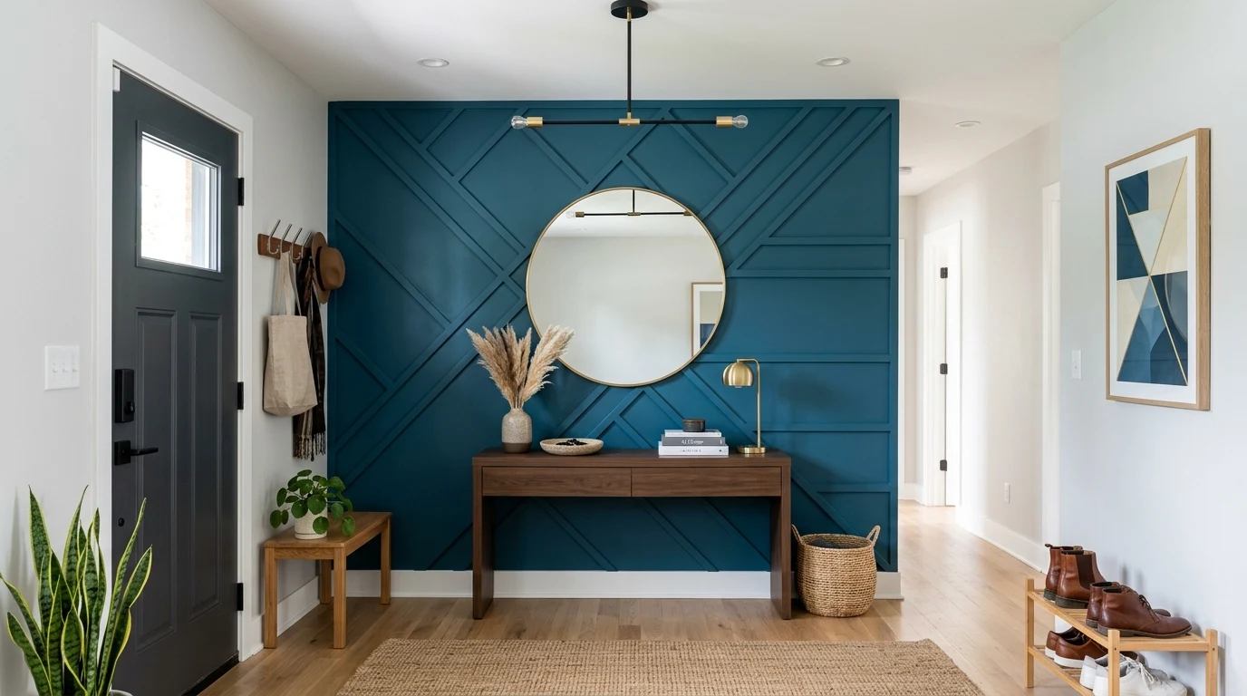 Small apartment entry with hooks