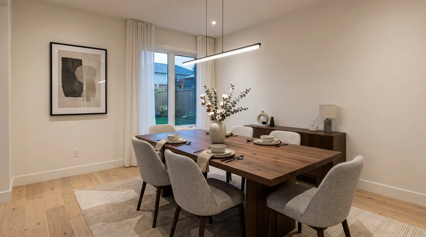 Outdoor patio connected to interior with glass doors