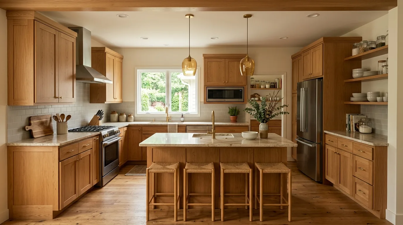 Dining room with extendable table and soft upholstered chairs