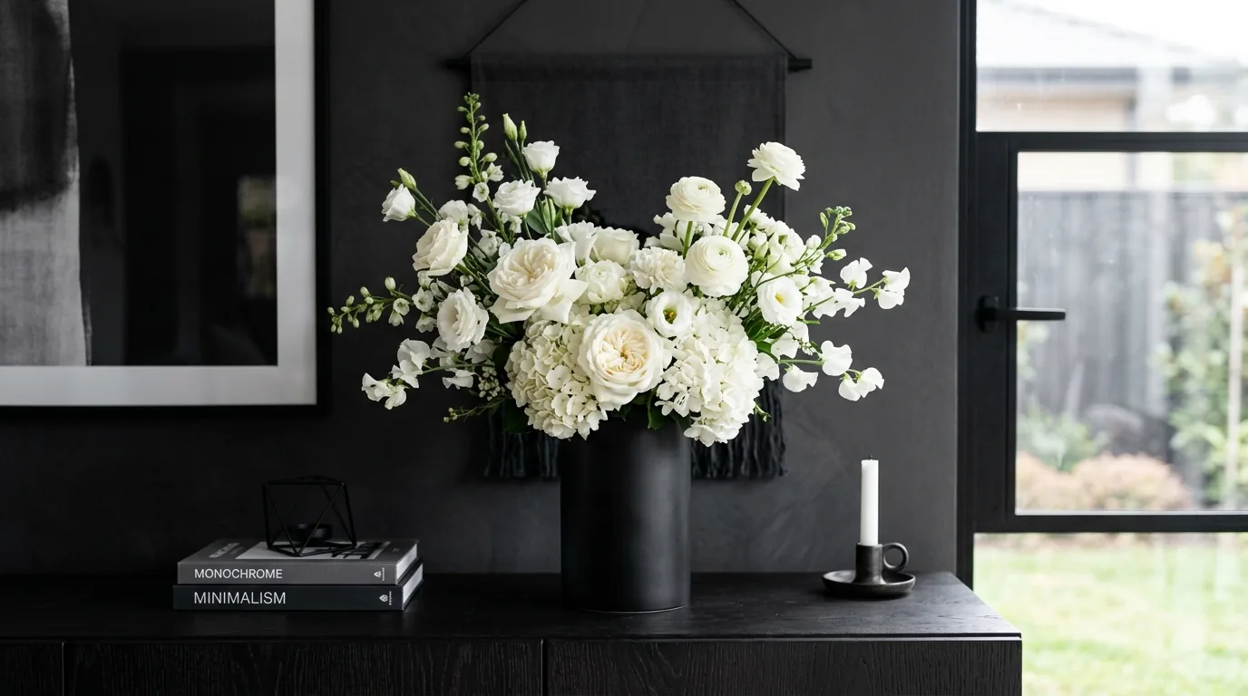 Wildflower arrangement in a rustic pitcher