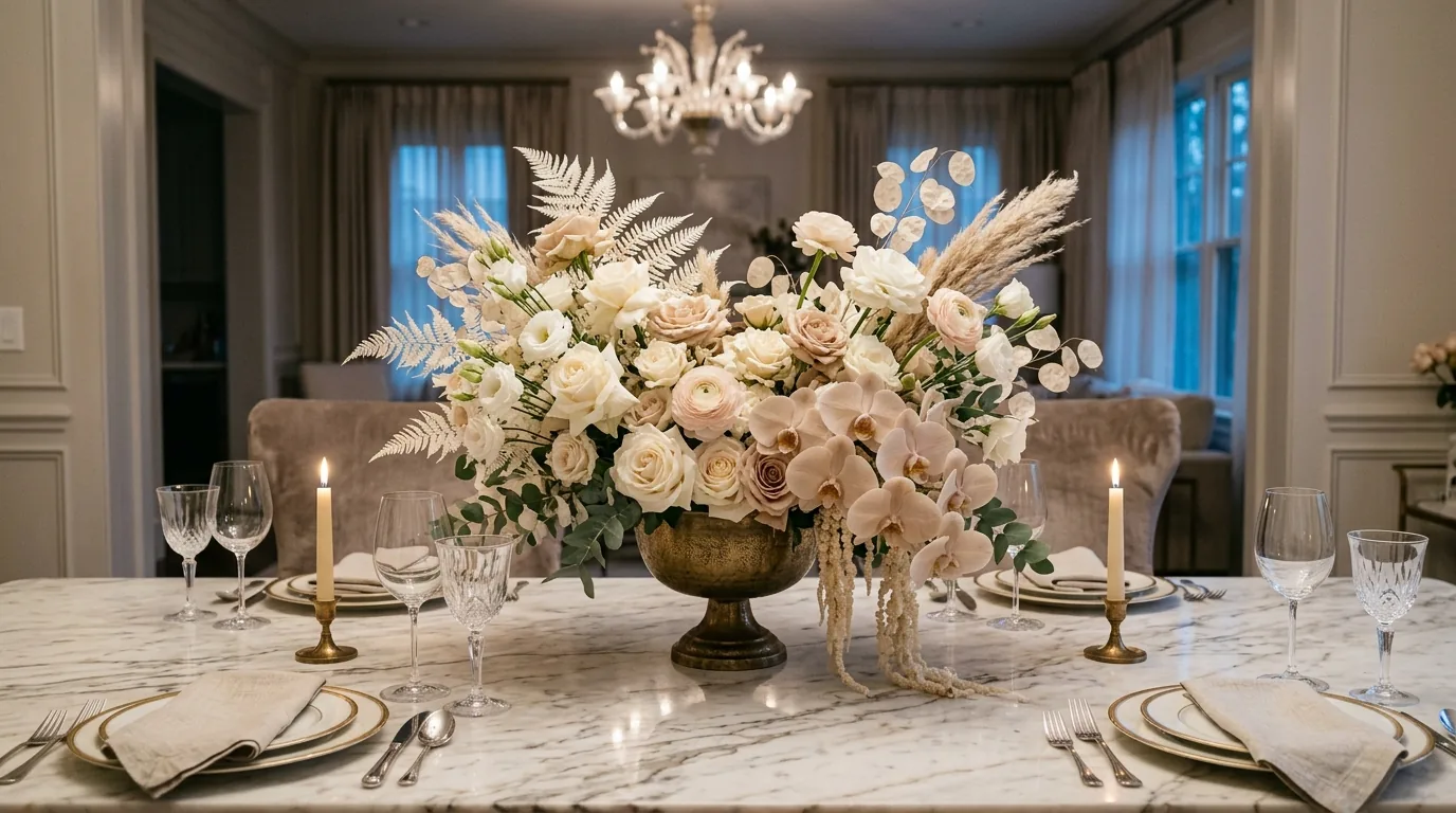 Fresh mixed bouquet with apricot roses