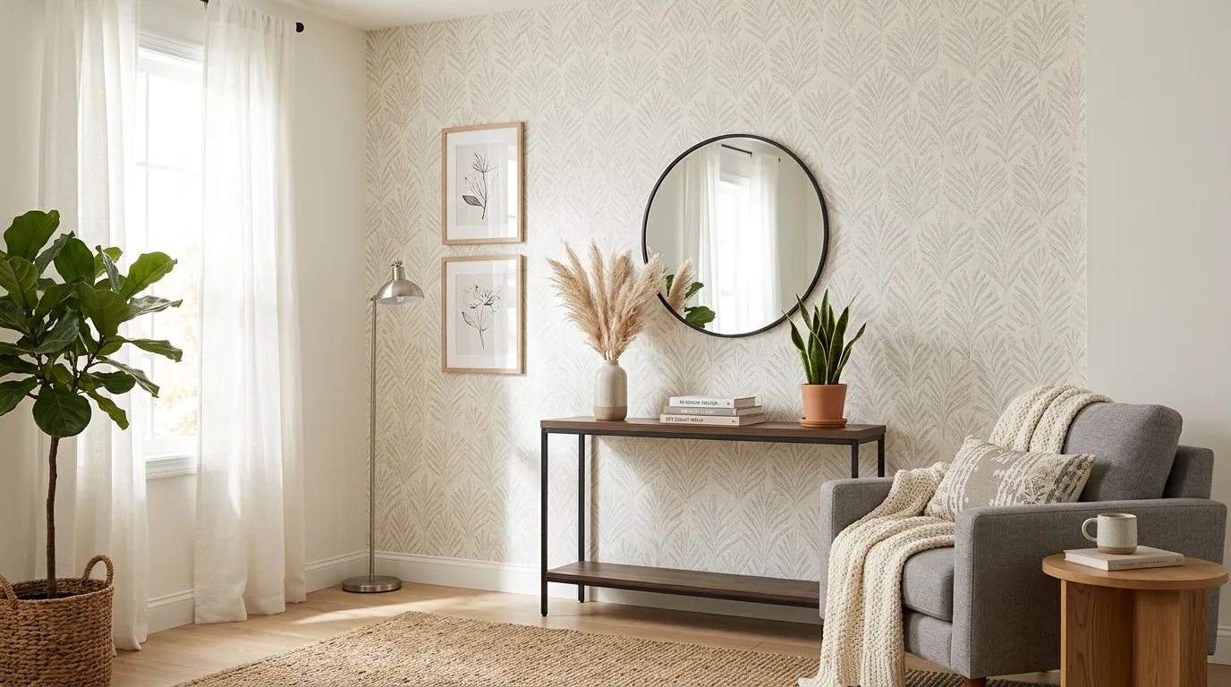 Entryway updated with simple bench and wall hooks