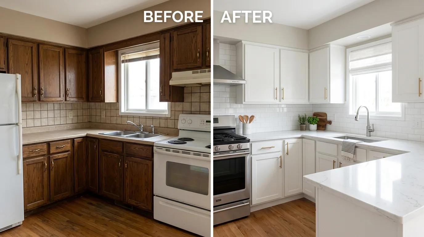 Pantry corner with clear bins and labeled staples
