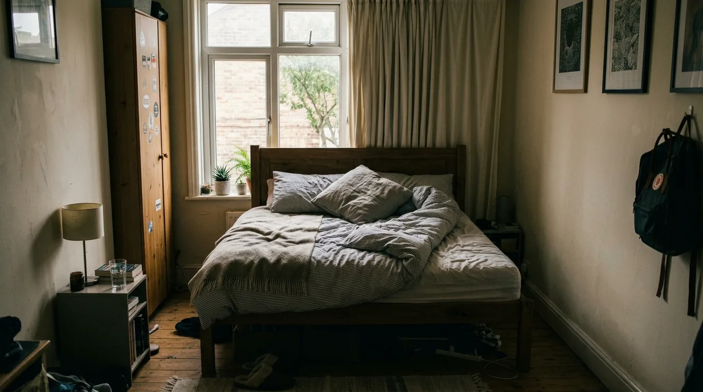 Room with too many mismatched bins and exposed clutter
