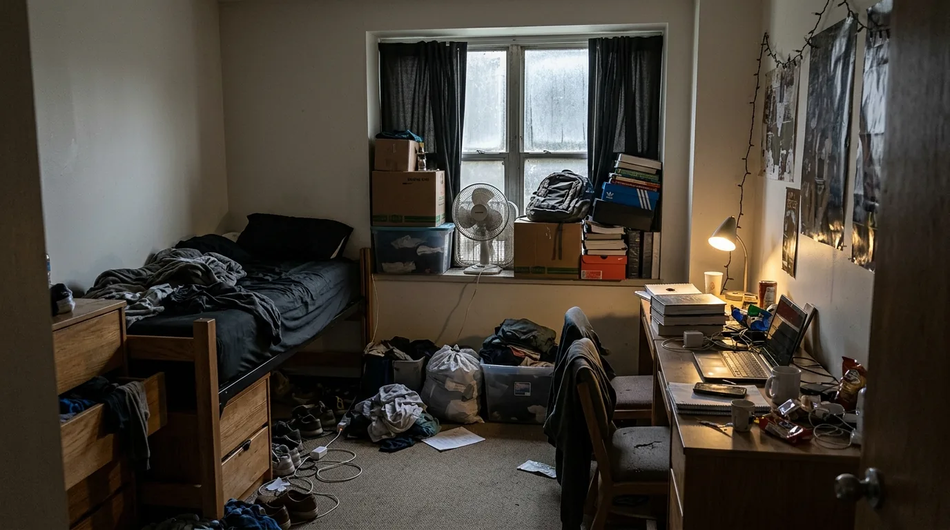 Well-planned dorm room using softer lights