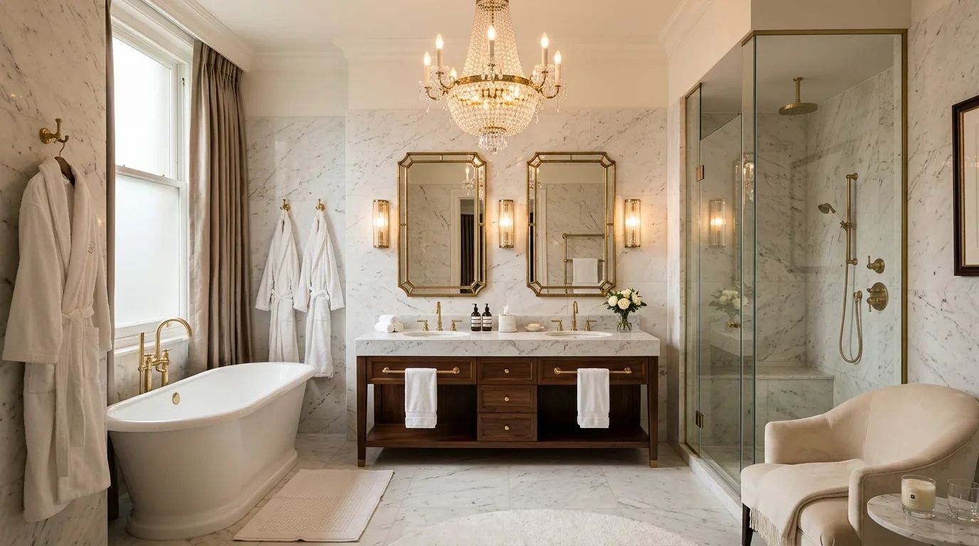 Walk-in shower with bench