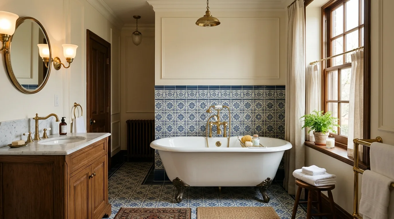 Master bath with makeup niche and custom drawers
