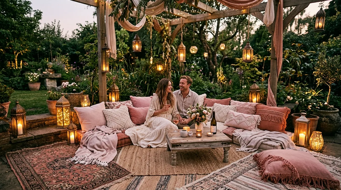 Bedroom with blush throw blanket