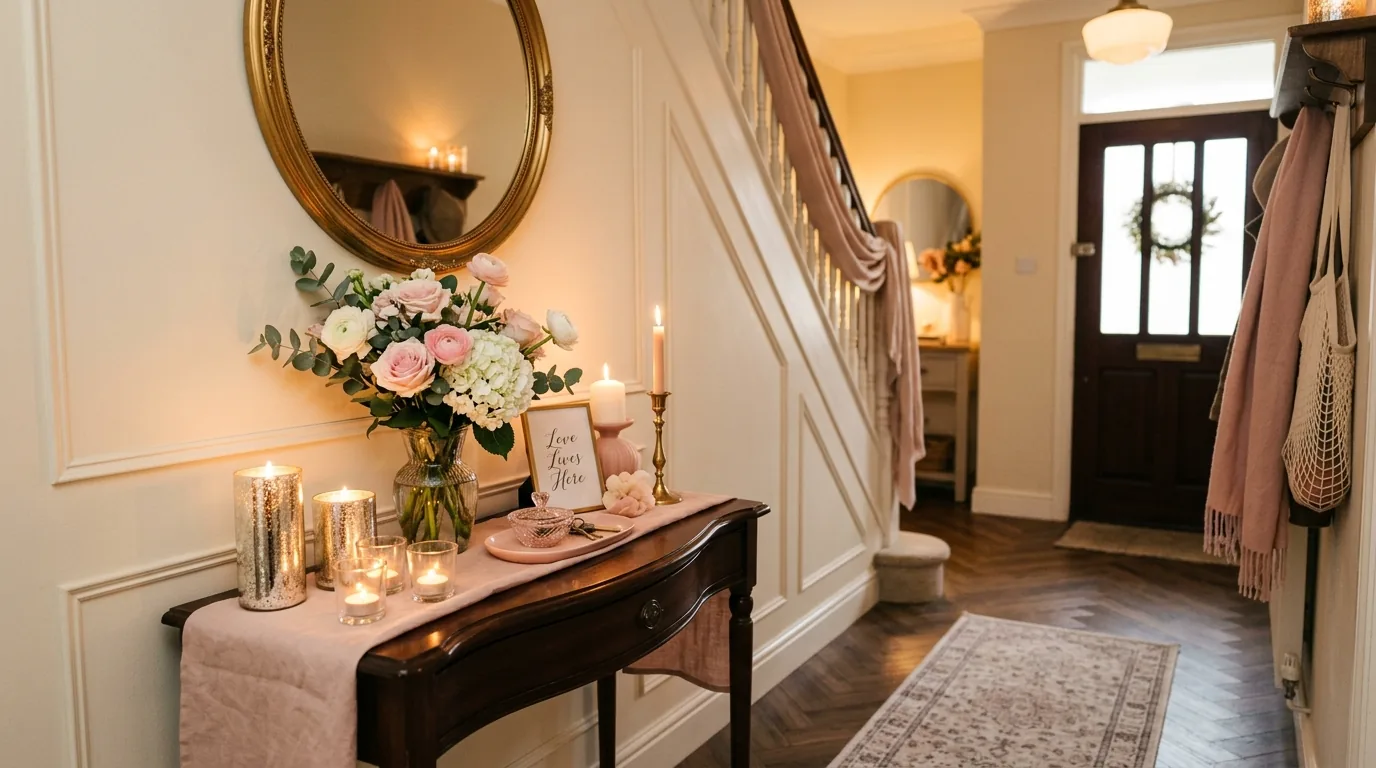 Shelf styling with red bound books