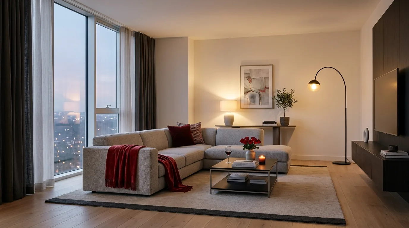 Kitchen counter with Valentine charcuterie board setup