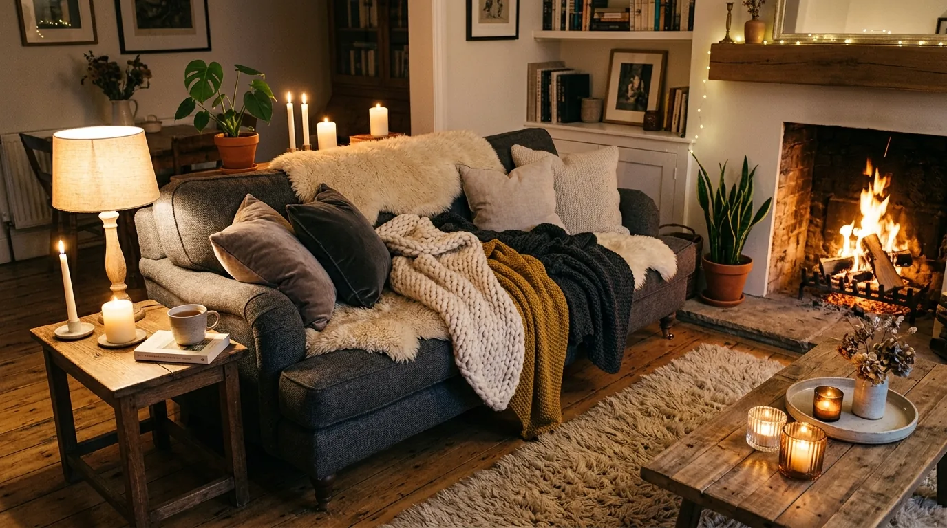 Small living room with single large artwork and uncluttered console