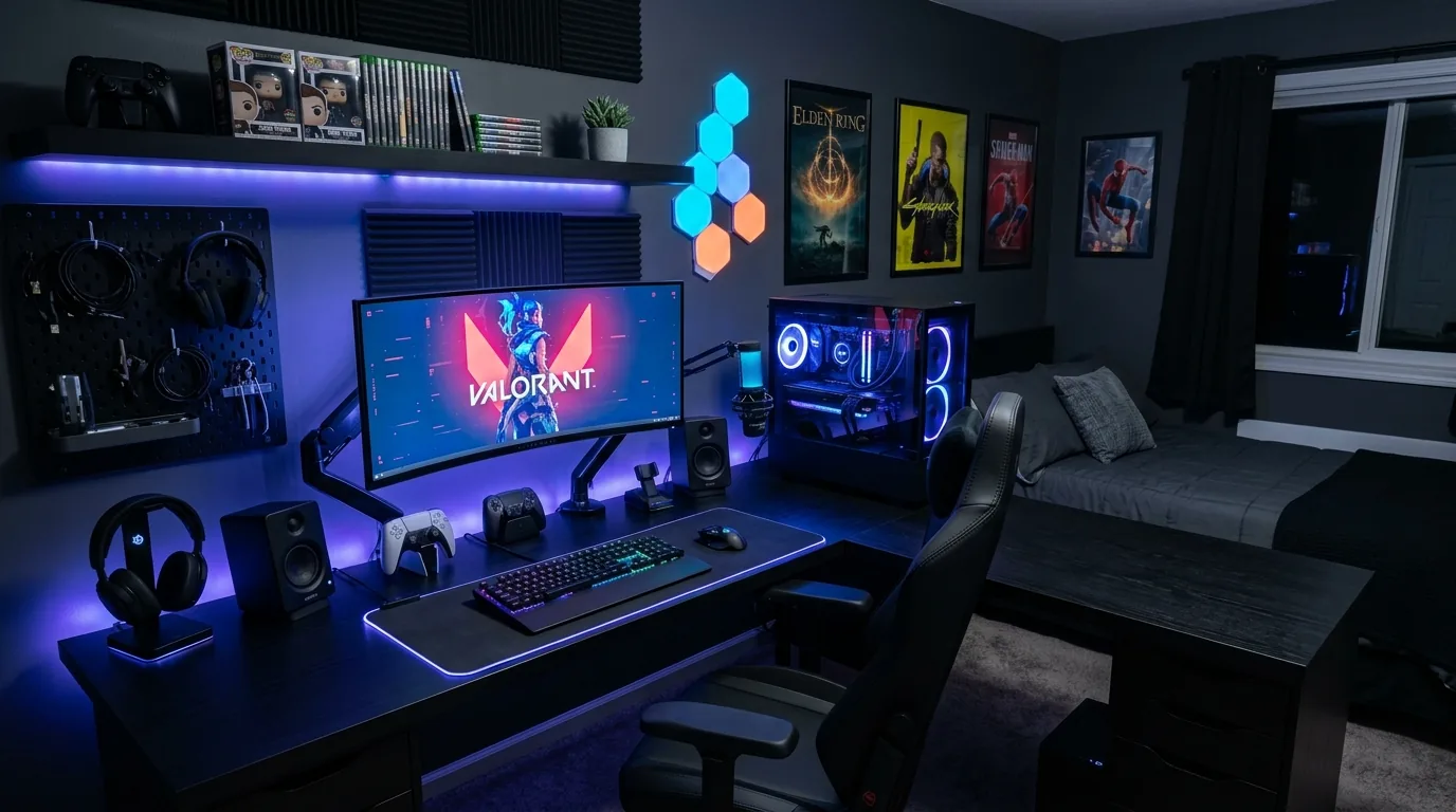 Small teen room with under-bed drawers and compact study nook