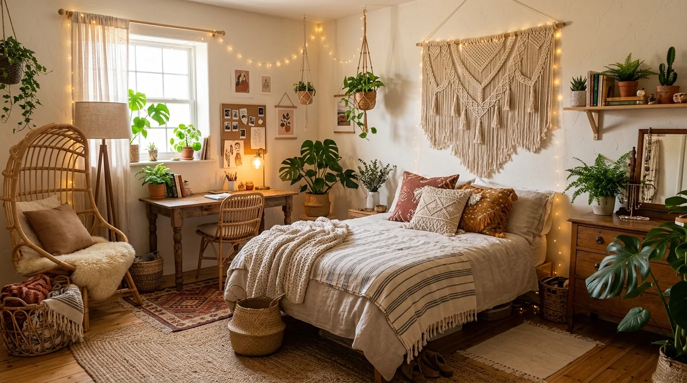 Music-inspired room with record shelf and warm lounge chair corner