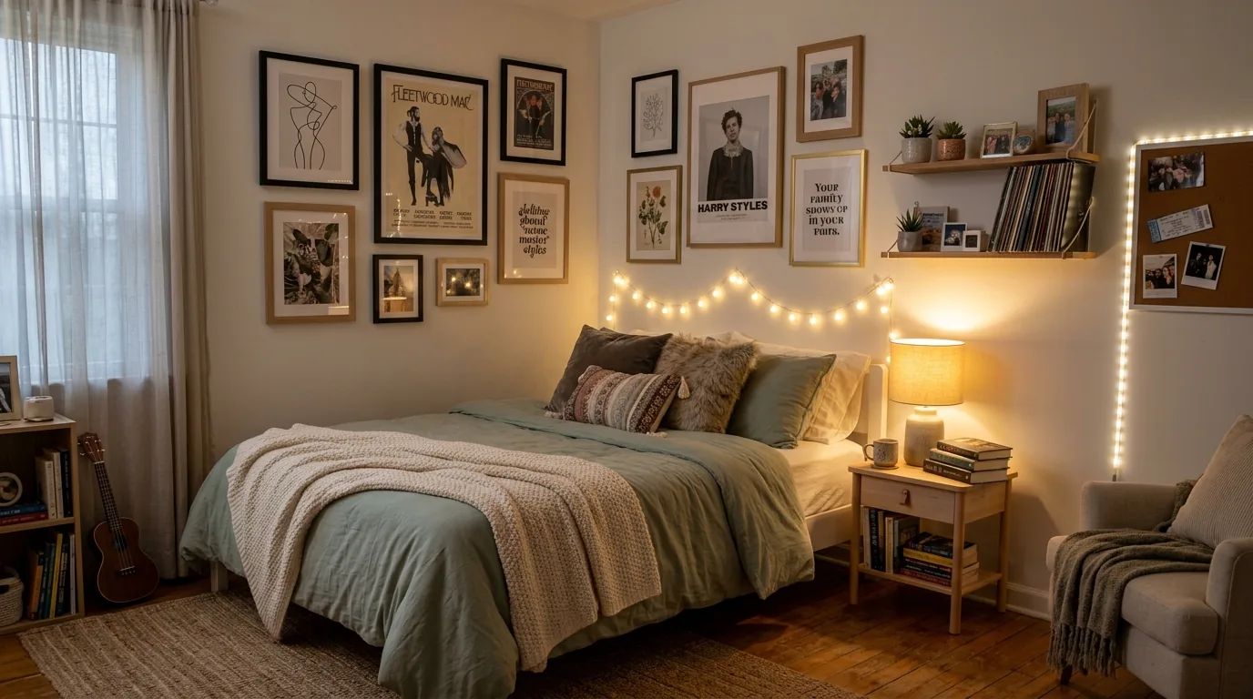 Sports-inspired teen room with jersey wall and neutral foundation
