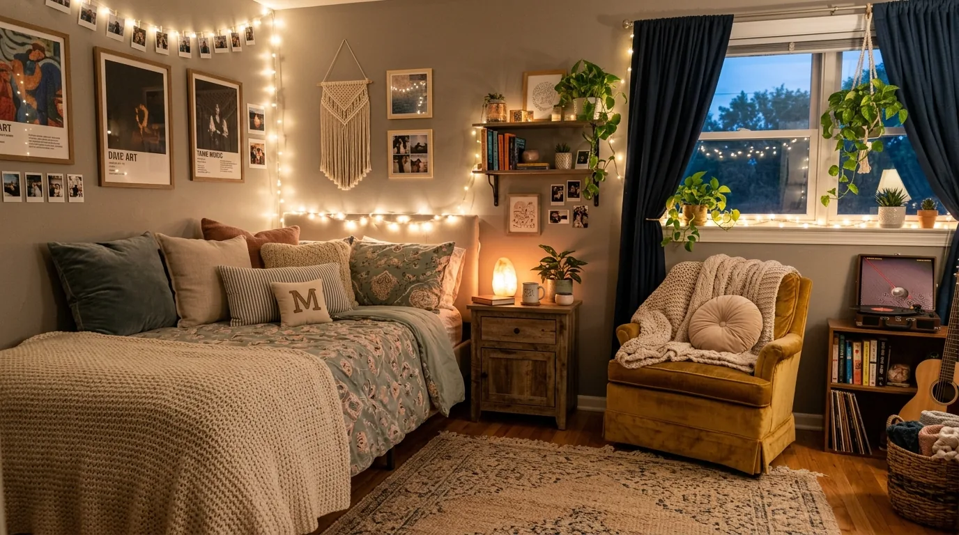 Scandinavian teen space with pale woods and calm organization