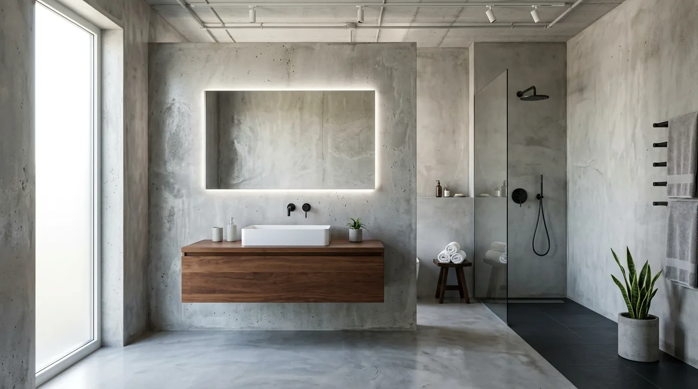 Spa bathroom with bench inside shower and recessed niche lighting