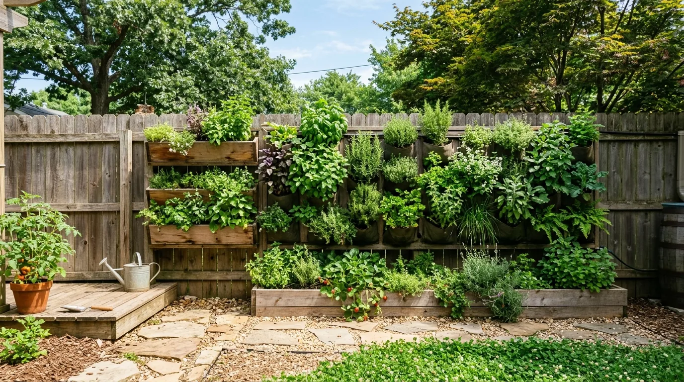 Modern landscape with reclaimed wood planters and gravel bands