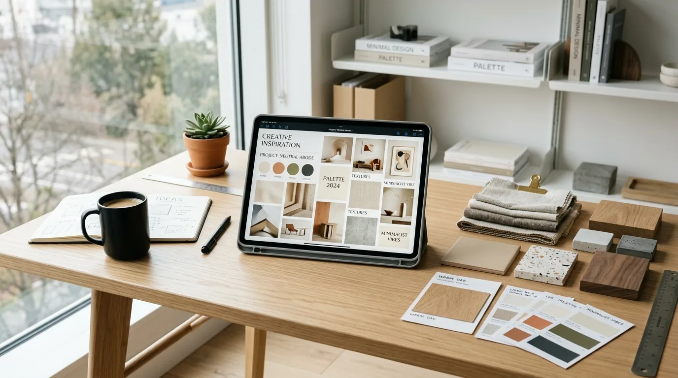 Physical board with tile samples