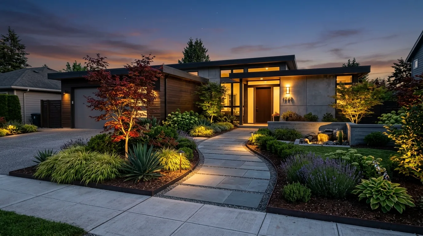 Cinematic modern landscape with stone
