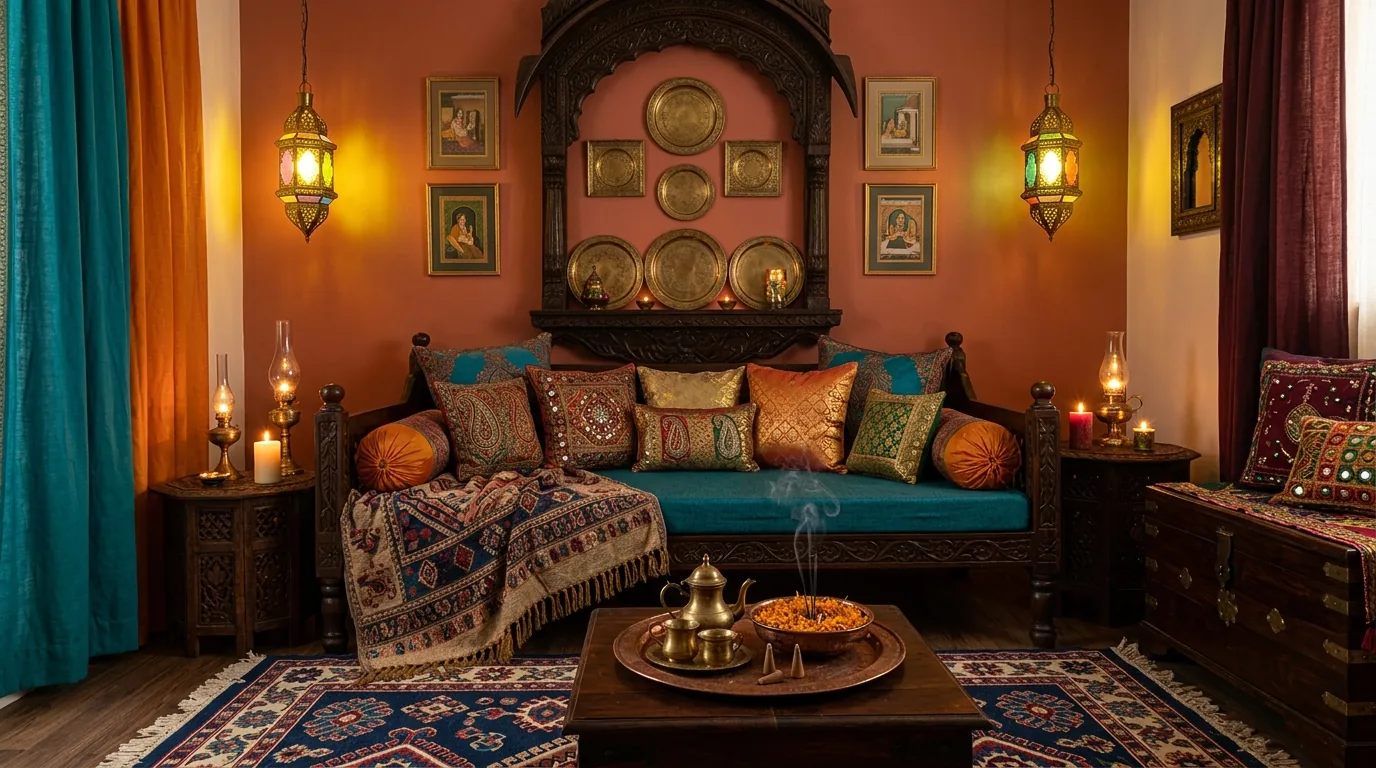 Coastal exotic interior with rattan