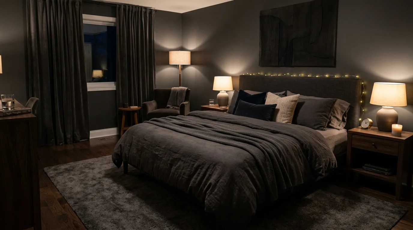 Luxury bedroom with hotel-style sheets and tailored wall sconces