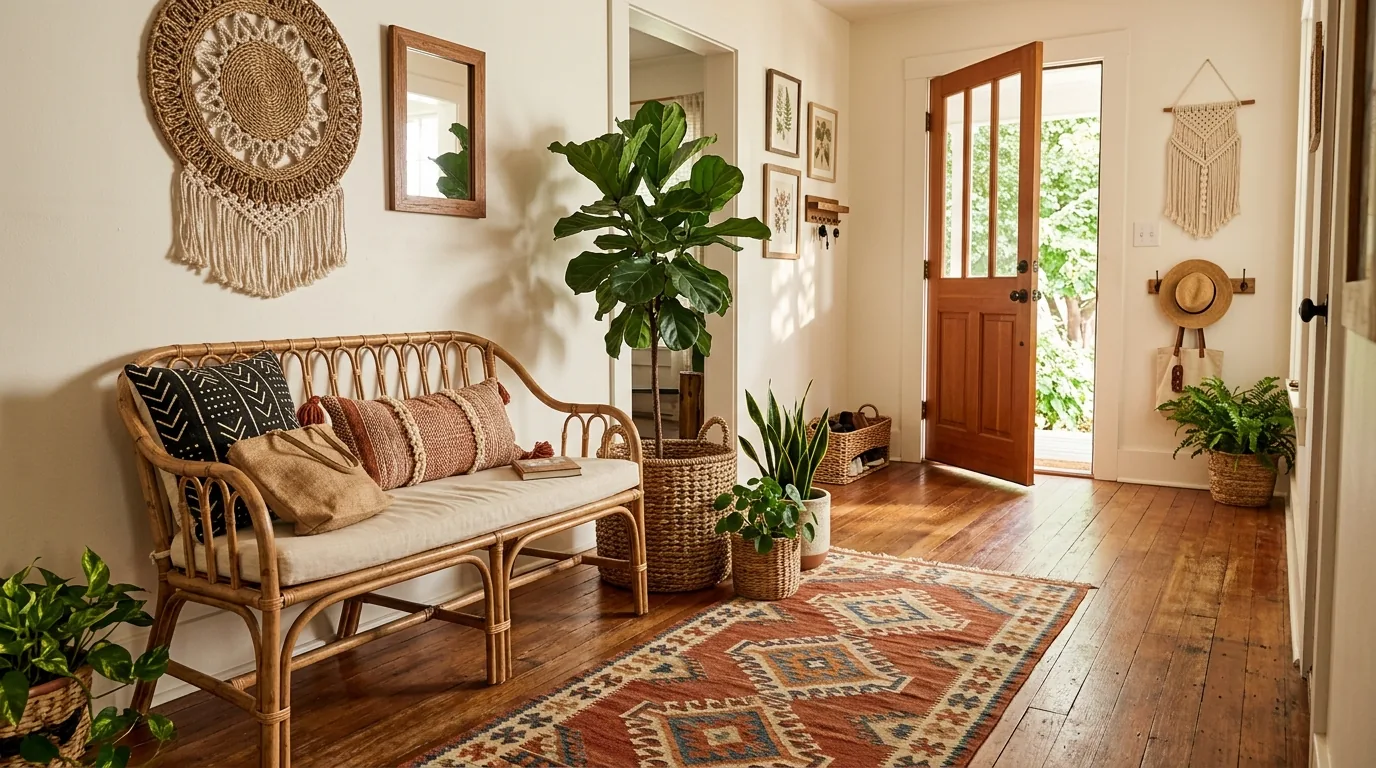 Tiny entry corner with wall mounted drawers