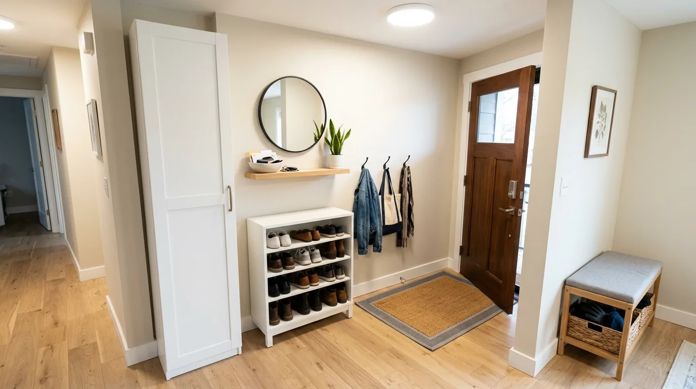 Classic entry with checkerboard floor