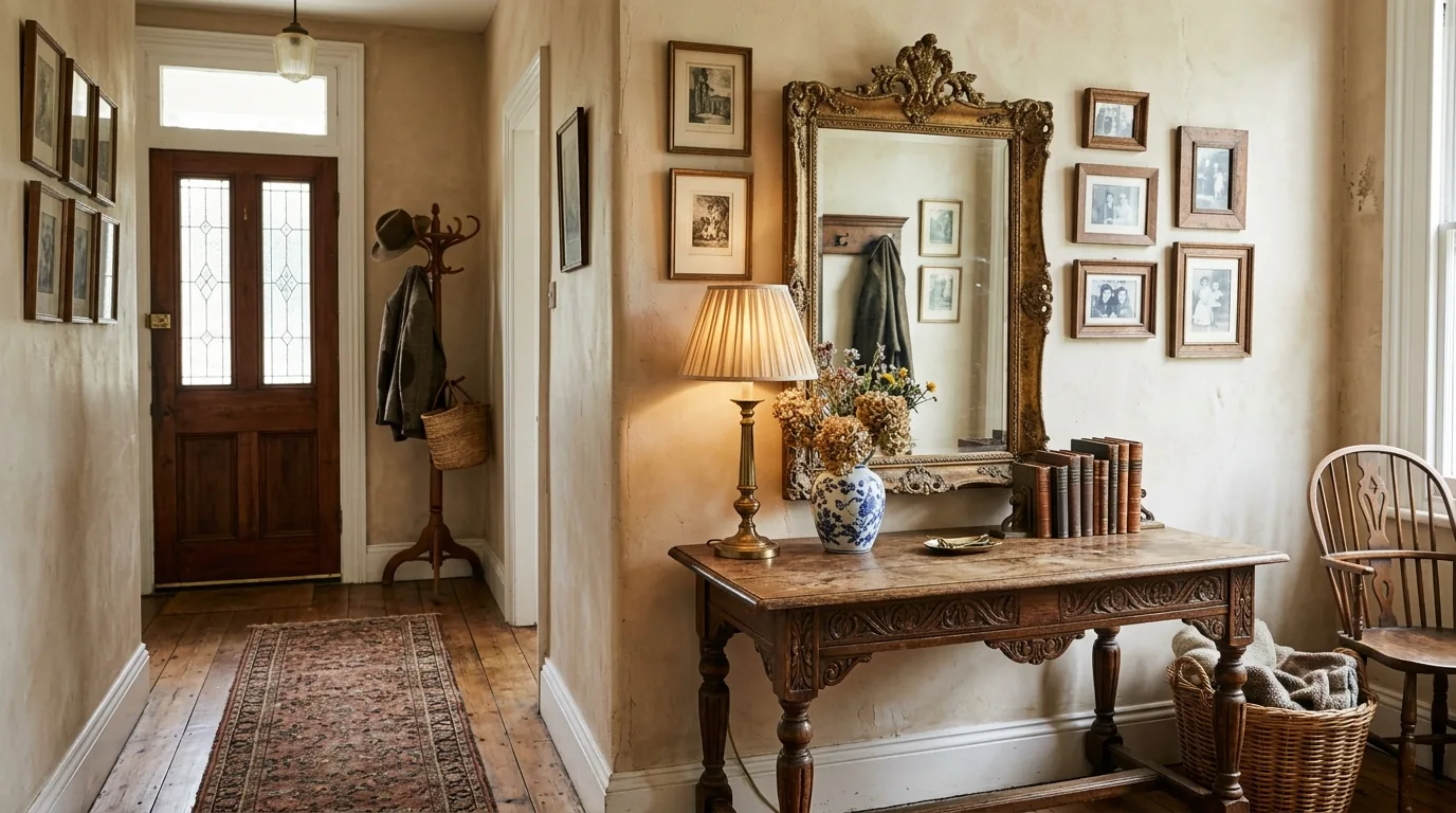 Family entryway with durable rug