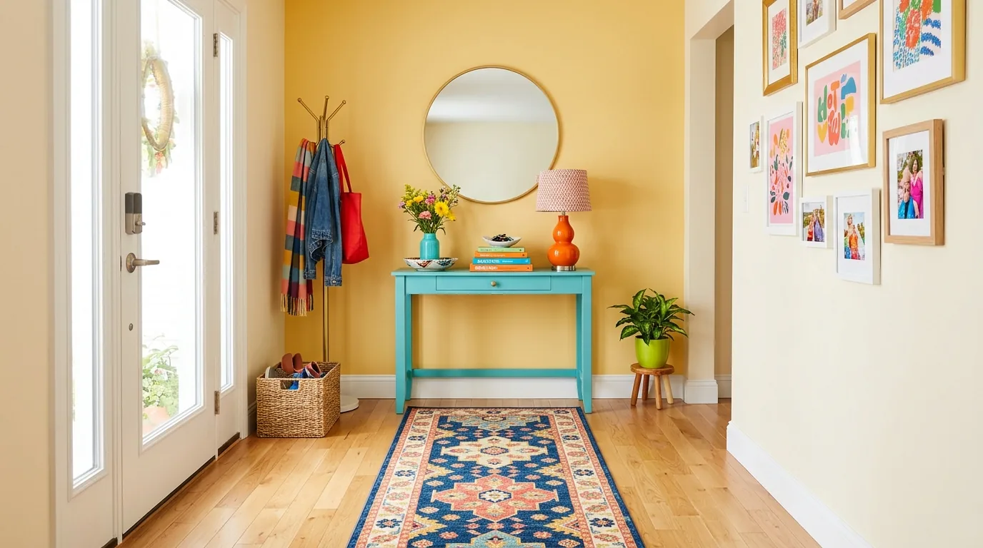 Cozy cottage entry with beadboard paneling