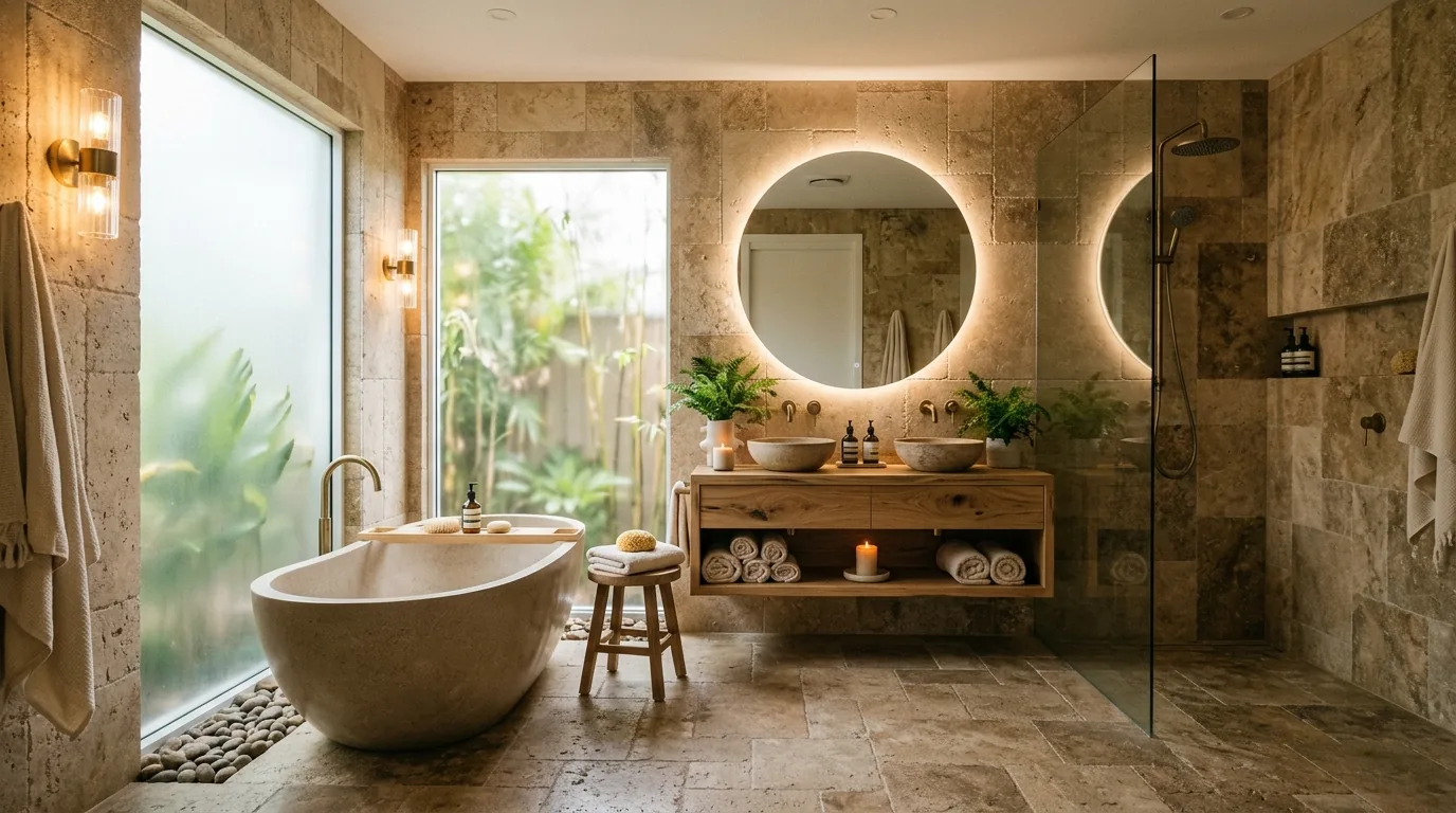 Checkerboard floor tile in muted tones