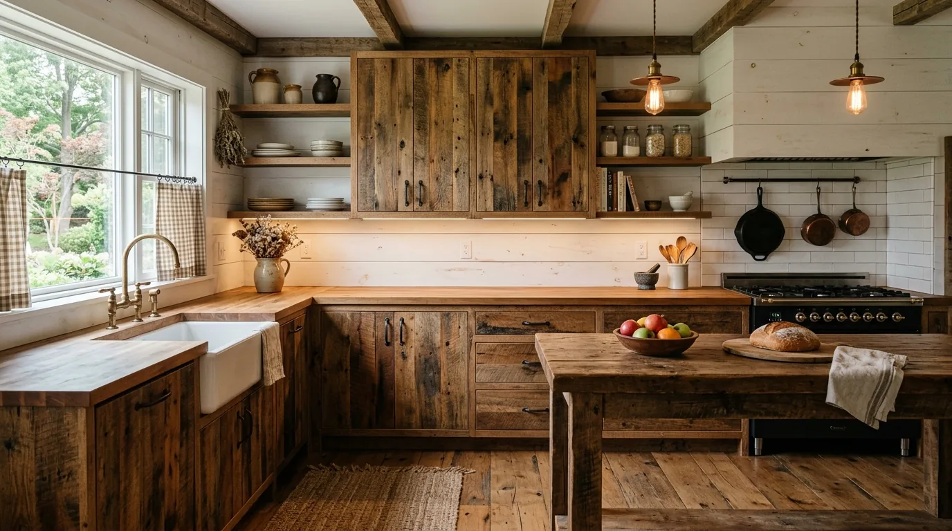 Traditional kitchen with glass-front upper inserts added during refacing