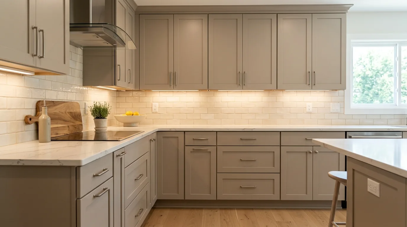 Cinematic cabinet refacing update with new fronts