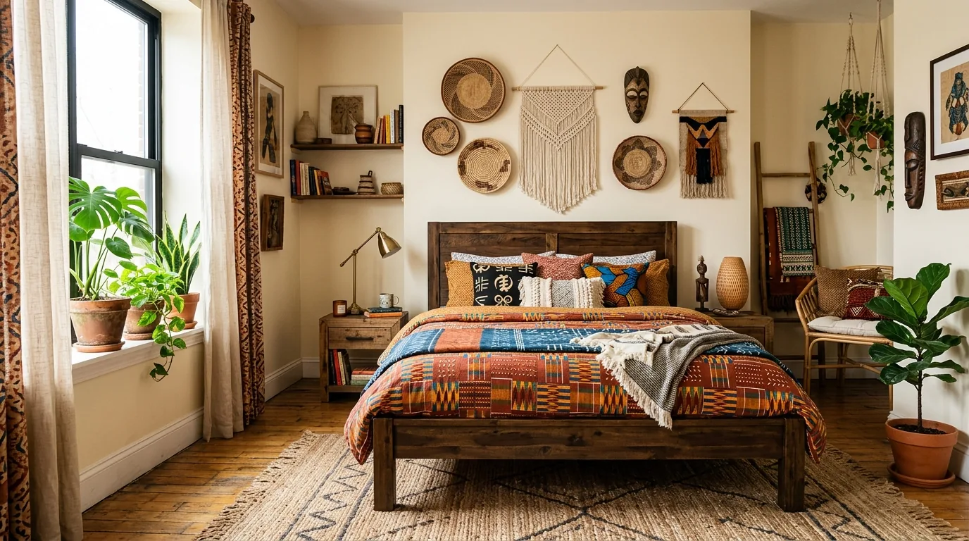 Dining room with natural wood table