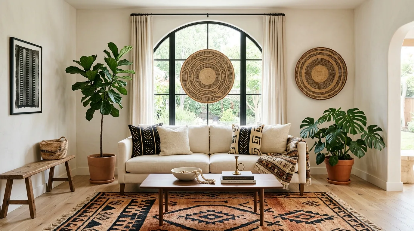 Entryway with basket wall display