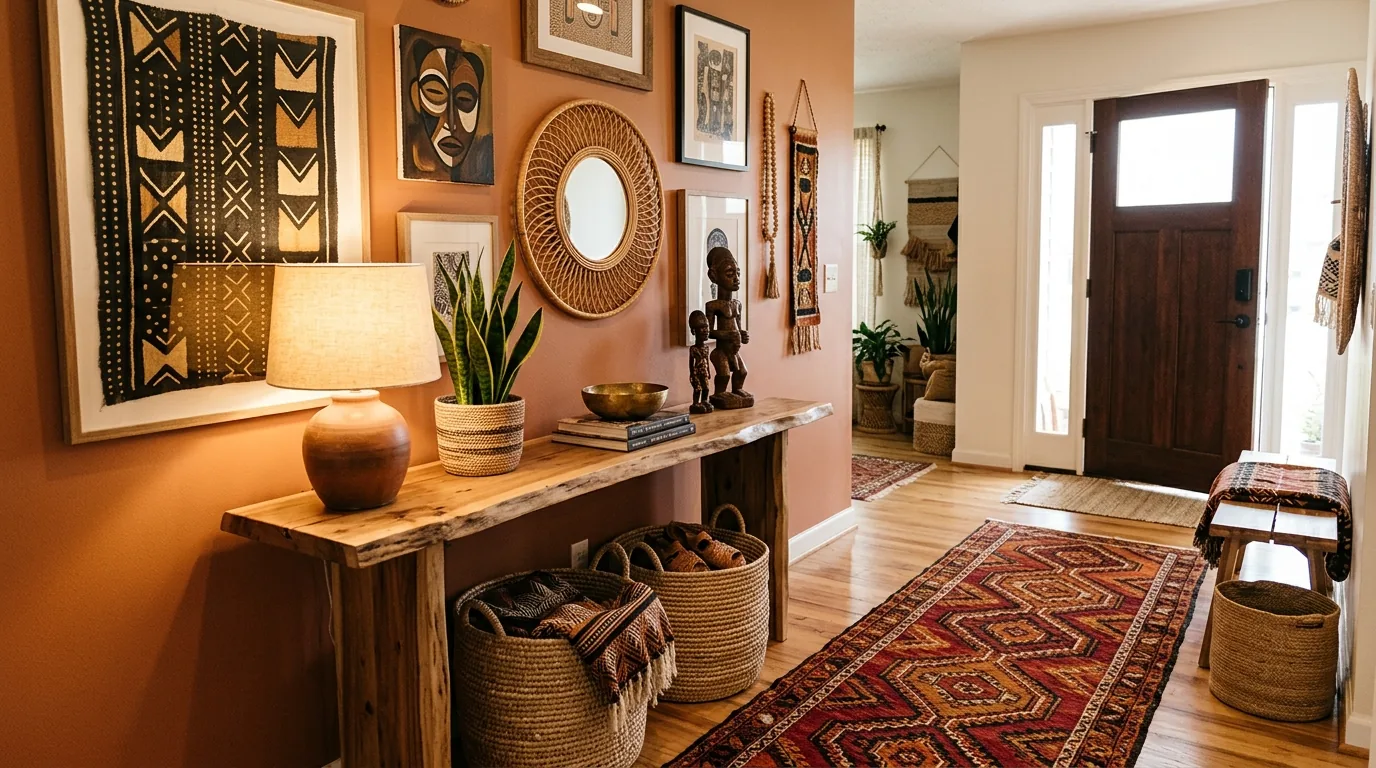 Gallery wall with portrait art