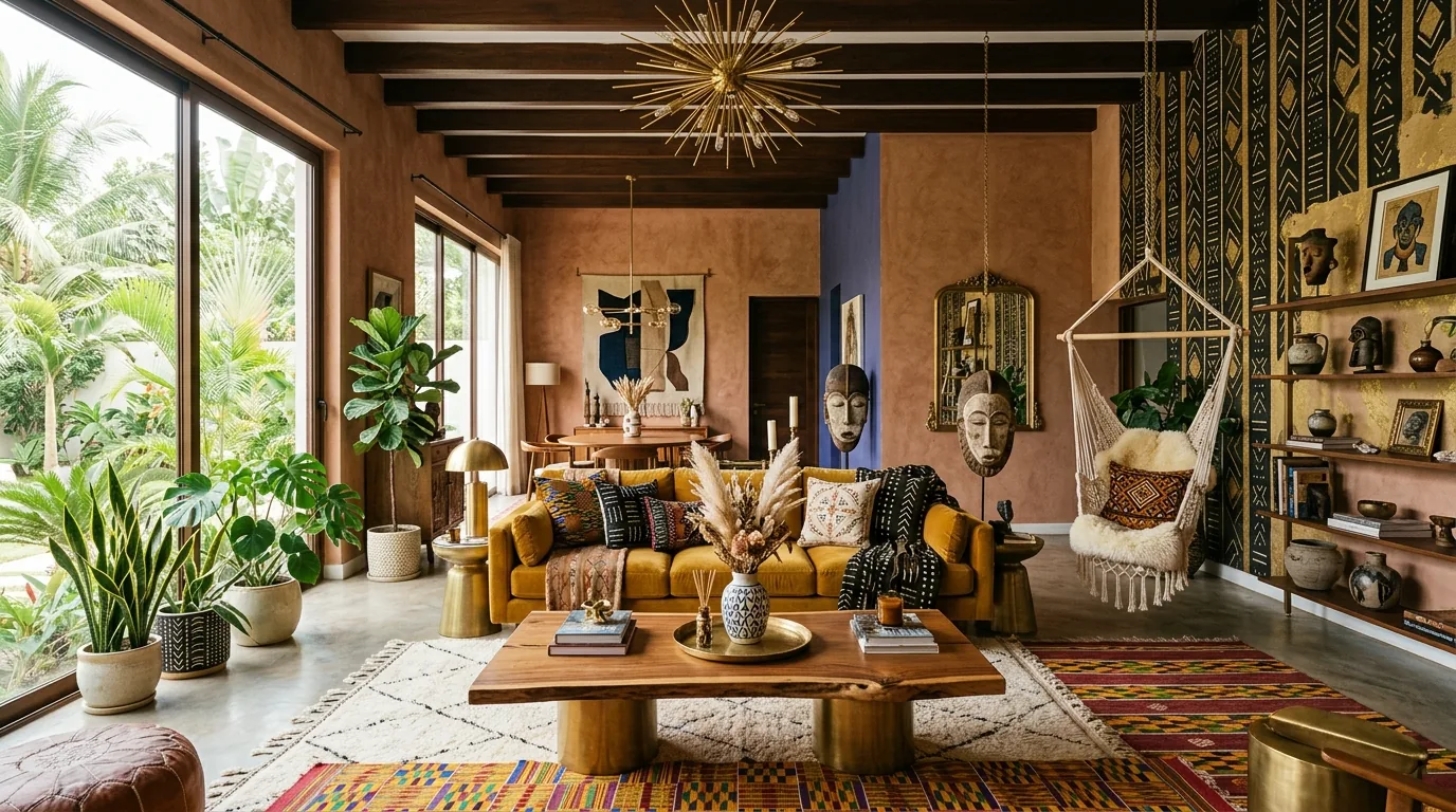 Home office with wood desk