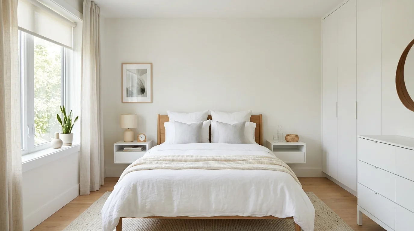 Reading nook with floor lamp and layered cushions