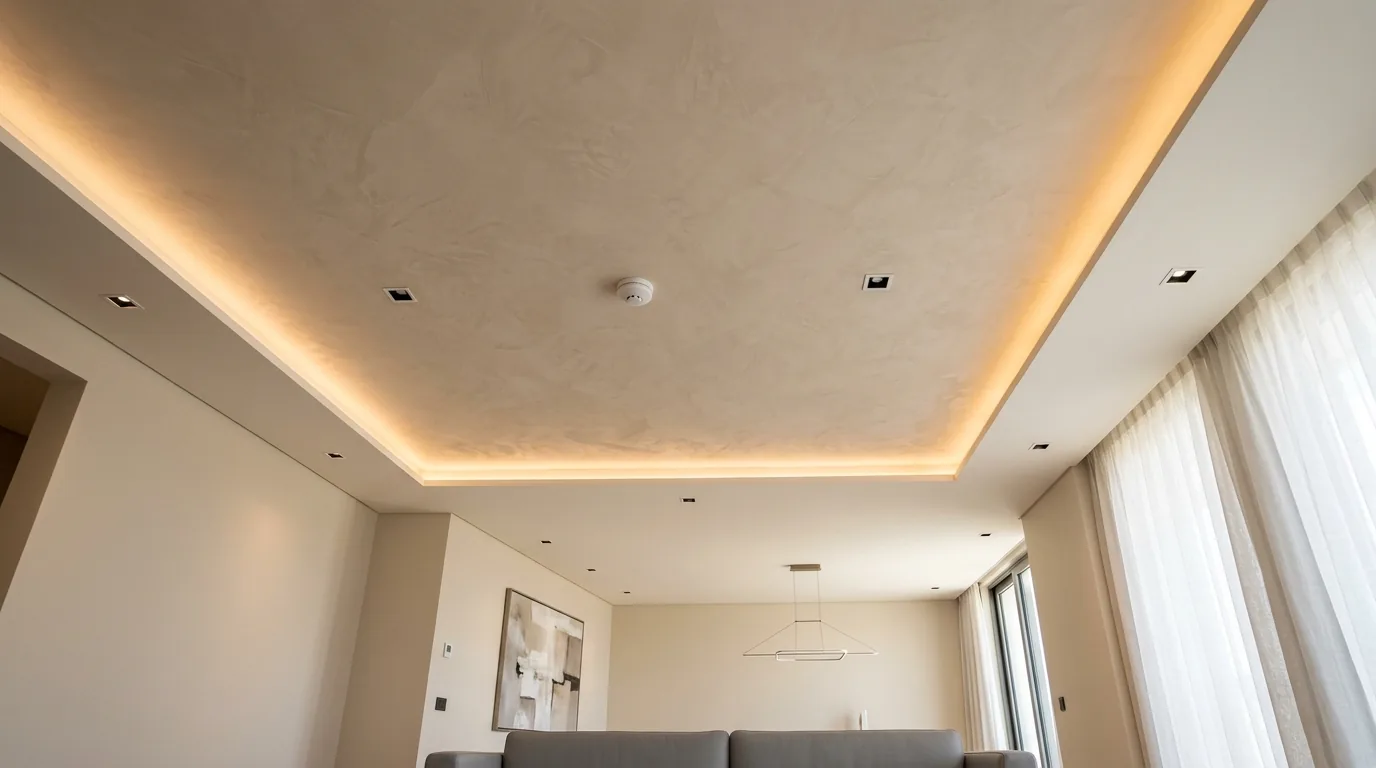 Orange peel ceiling texture in family room