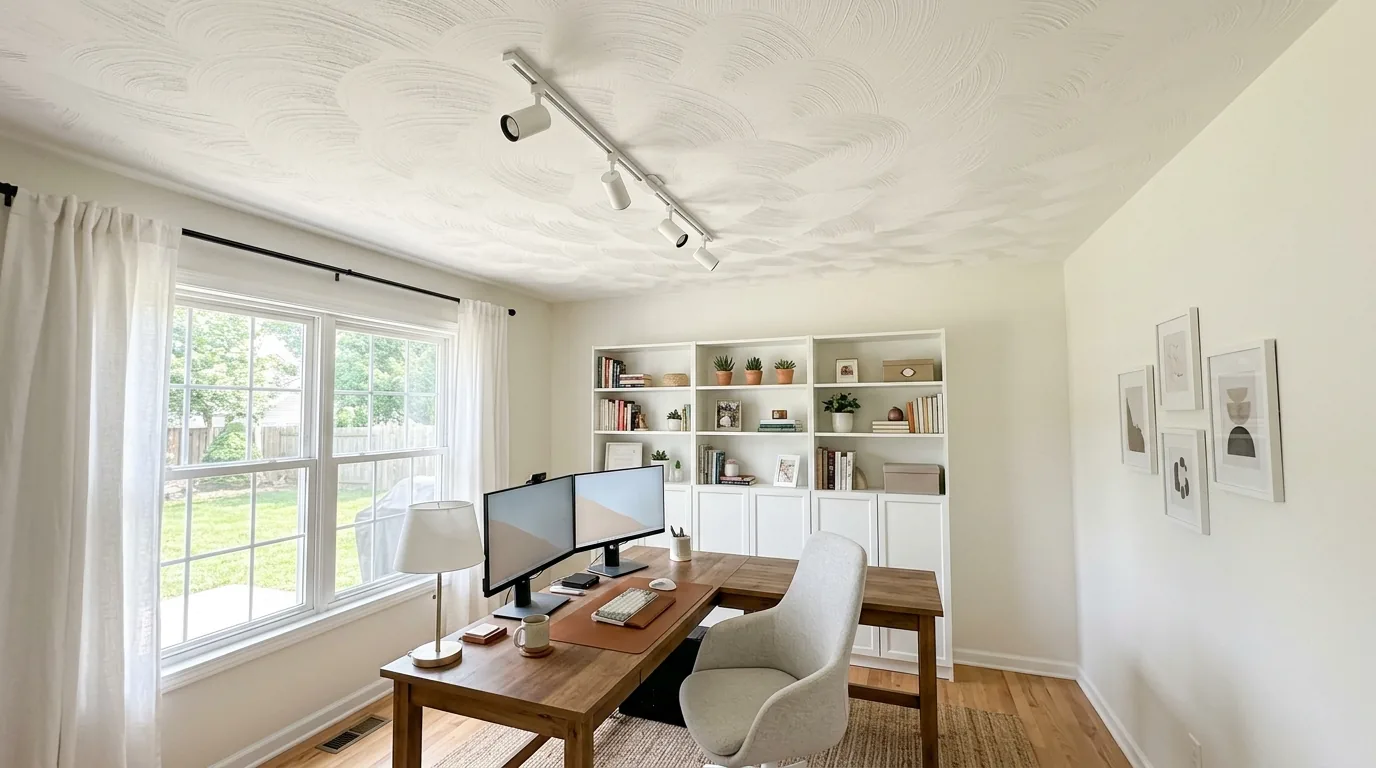 Vaulted ceiling with whitewashed boards