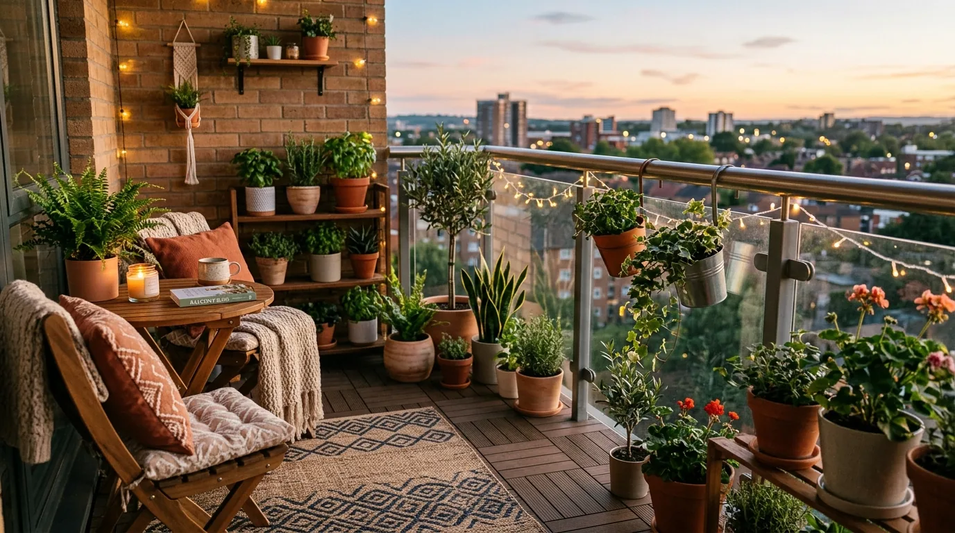 Boho rental corner with plants