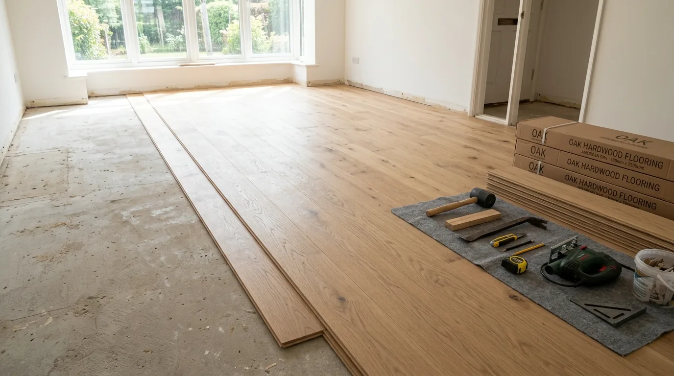 Peel-and-stick floor tile update in laundry room