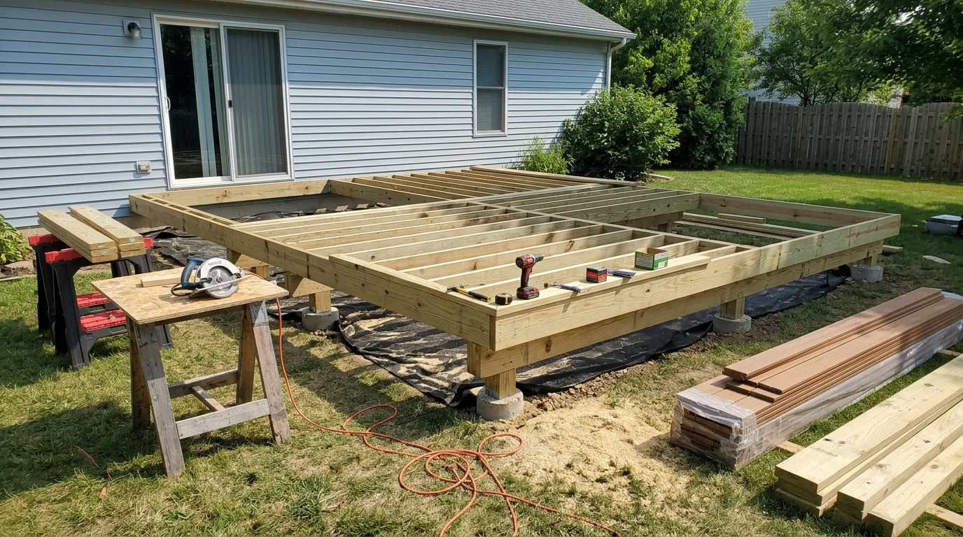 Deck staining and railing refresh outdoors