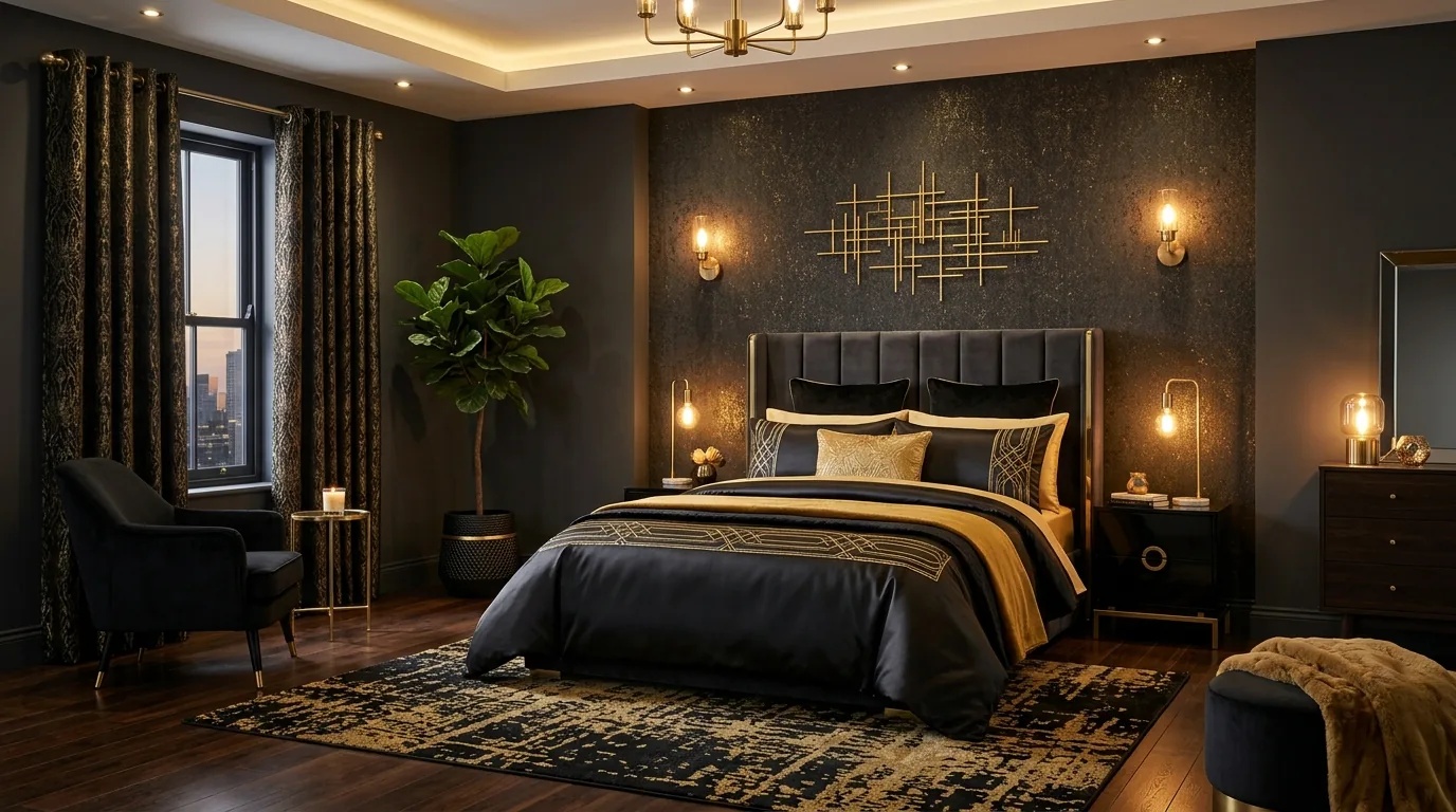 Terracotta and sand bedding palette in warm neutral bedroom