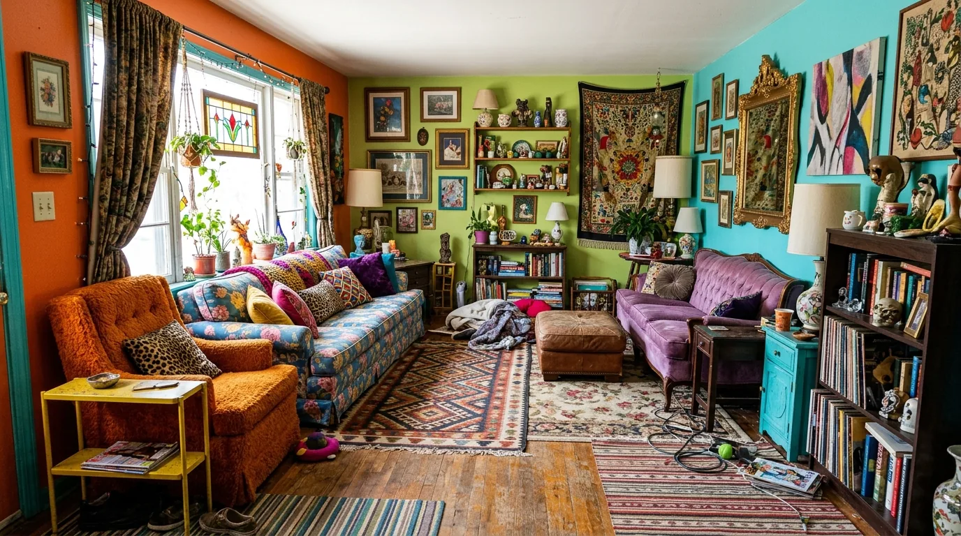 Room with only harsh overhead light demonstrating flat atmosphere issue