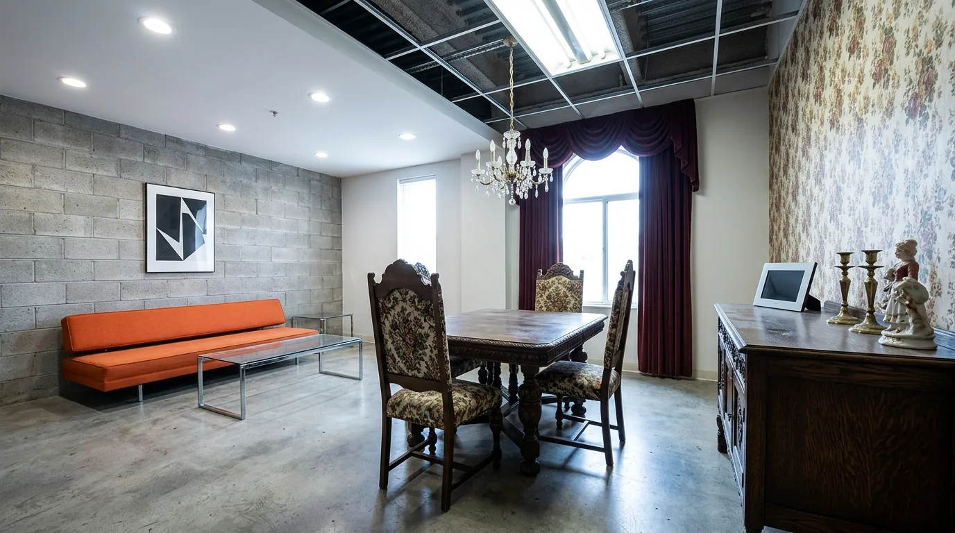 Cinematic polished interior contrasted against common design missteps