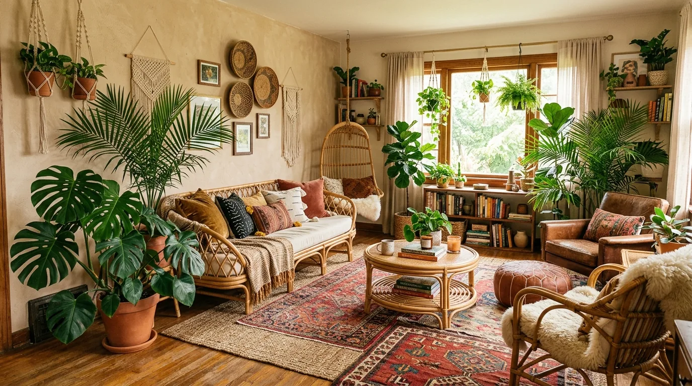 Cluster of large indoor palms in a sunroom