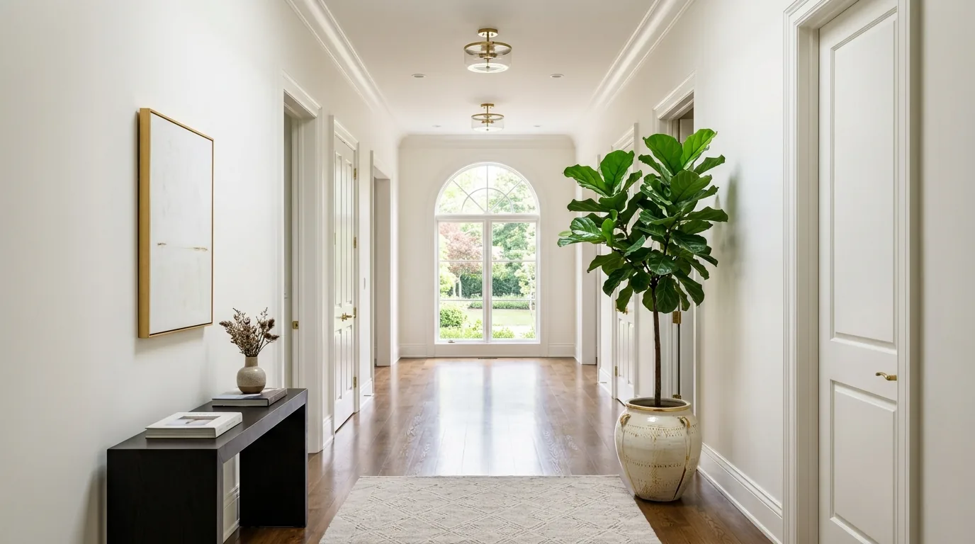 Tall dracaena in home office corner