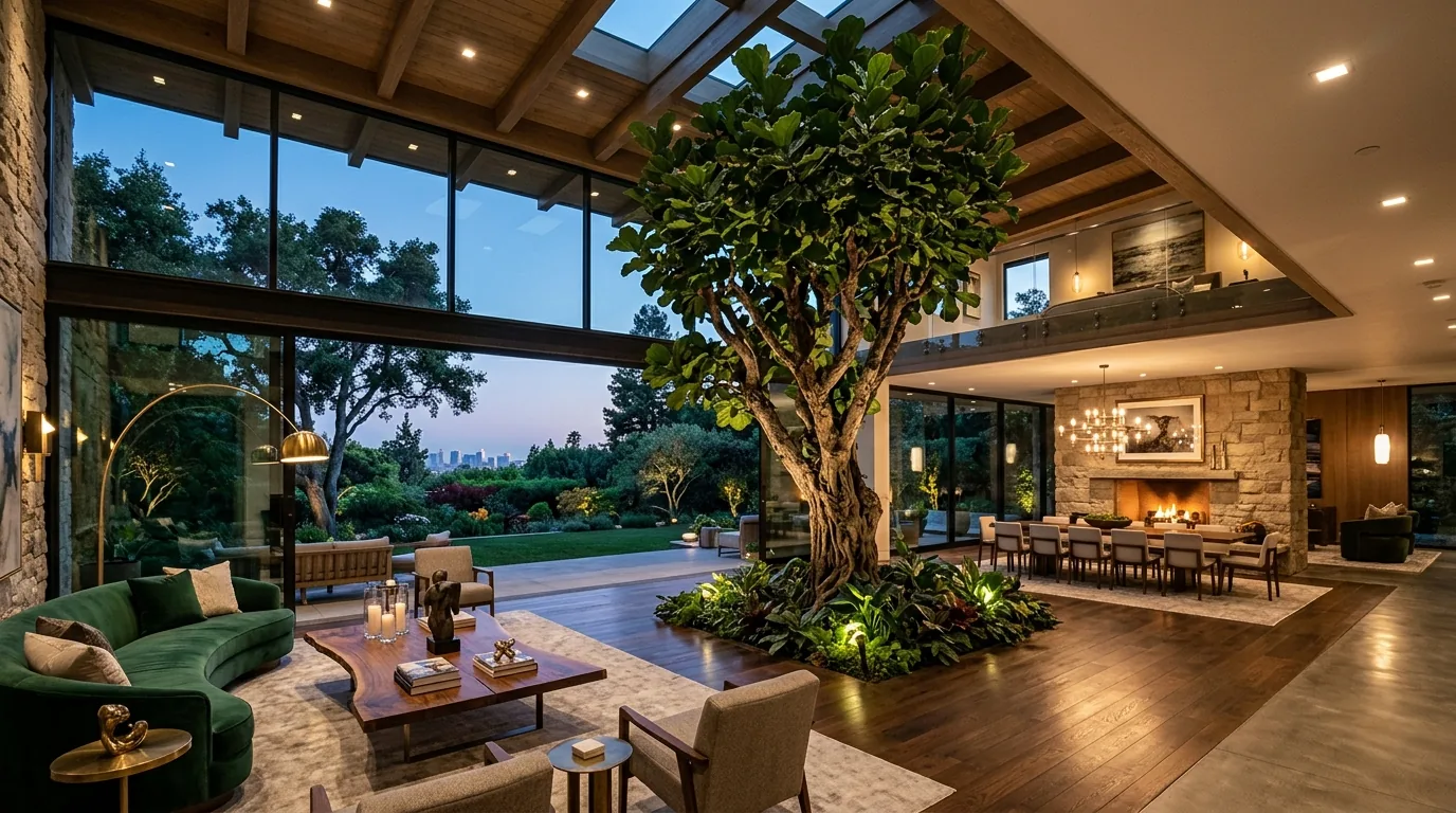 Statement indoor plant cluster with monstera