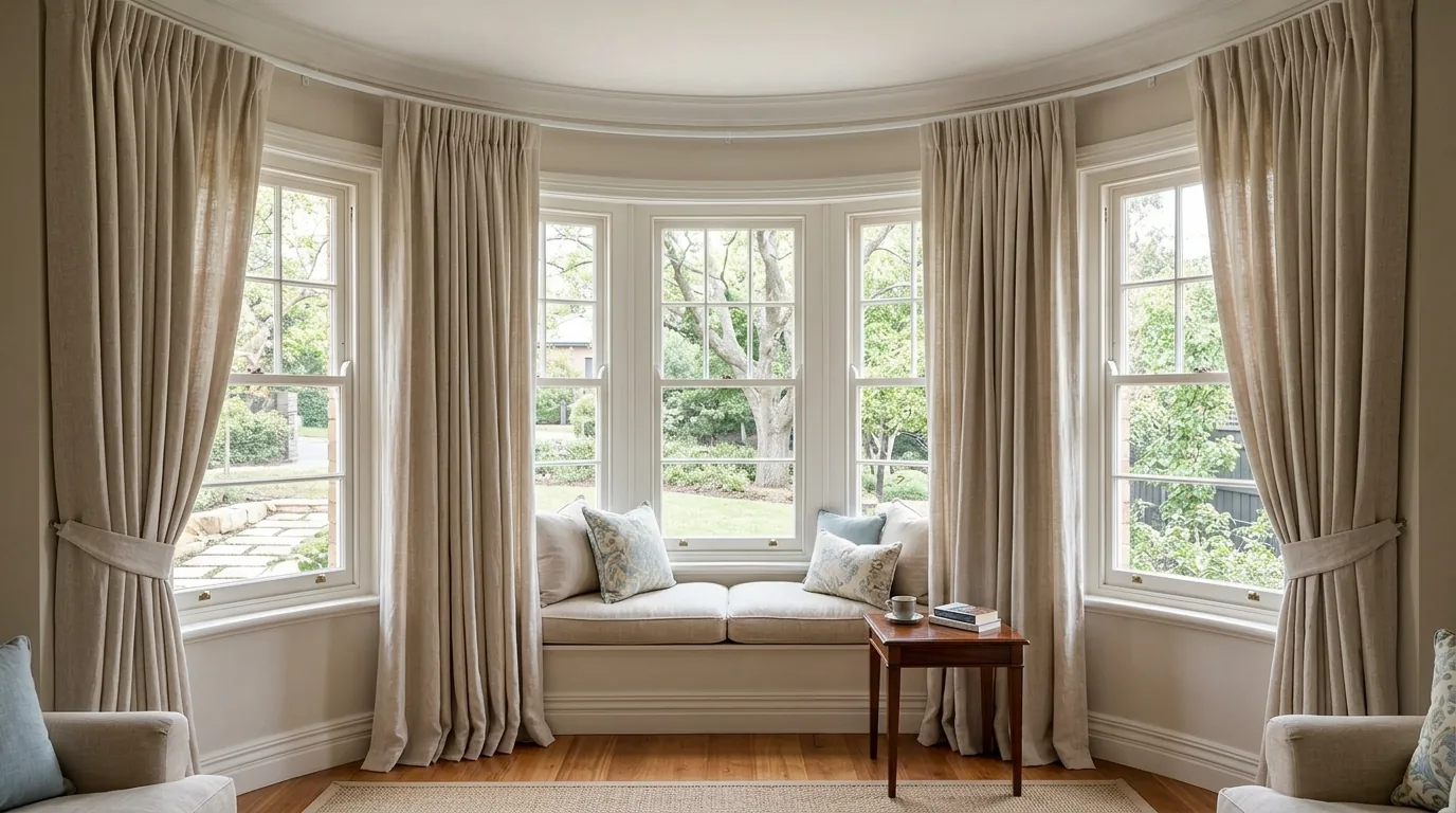 Kitchen café curtains in relaxed linen